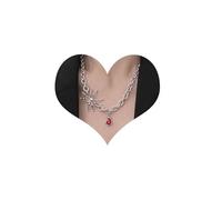 Andelaisi Punk Ruby Spider Cuba Chain Necklace Vintage Ruby Teardrop Pendant Necklace Silver Spider Choker Necklace Adjustable Chunky Chain Necklace Jewelry for Women