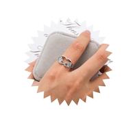 Andelaisi Punk Skull Hand Finger Ring Vintage Heart Gesture Wrap Open Ring Silver Skeleton Hand Open Knuckle Ring Gothic Adjustable Stacking Ring Jewelry for Women