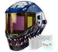 ANDELI Welding Mask True Colour Large View 4.53"X3.23", Auto Darkening Welding Helmet Solar Powered, ANDELI 5 PCS Large Viewing Screen Outer Replacement Lens