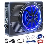 Andeman 30cm (10") Under Seat Car Subwoofer with 1000W Stereo Surround Sound & Blue LED Ambient Light, Slim Bass Built-in High to Low, for Car/Truck Audio Sub Built in Amplifier, High/Low Level Input