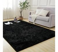 Andency 8x10 Area Rugs for Living Room, Black Non-Slip Fluffy Soft Large Shag Bedroom Carpet, Big Indoor Thick Nursery Rug for Kids Dorm Home Decor Aesthetic