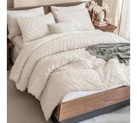 Andency Alaskan King Comforter Set 128x120 Extra Large Bedding Set Beige | Oversize Super King Boho Cream Warm Neutral Comforter Sets, Aesthetic Chevron Farmhouse Cute Bohemian Textured Bedding Set