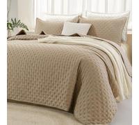 Andency Beige California King Size Quilt Bedding Set (112x104 Inch), 3 Pieces Soft Lightweight Bedspread Coverlet, Boho Summer Quilt Cal King for All Season