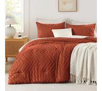 Andency Burnt Orange Oversized King Comforter Set 120x98 Extra Large | Oversize King Boho Warm Comforter Sets, Aesthetic Chevron Farmhouse Cute Bohemian Textured Bedding Set