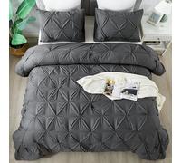Andency California King Comforter Set Dark Gray (104x96Inch), Pinch Pleat Cal King Comforter Set 3 Pieces, Oversized King Pintuck Bed Comforter, Microfiber Down Alternative Comforter Bedding Set