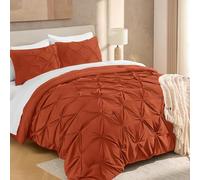 Andency California King Pinch Pleat Terracotta 3 Piece Comforter Set | Lightweight Comforter with 2 Pillow Shams,104"x96", Pintuck Fluffy, All Season Use, Boho Cute Style for Bedroom