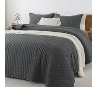 Andency - Dark Grey California King Size Bedding Set - 3 Pieces Oversized Soft Lightweight Boho Bedspread Coverlet for All Season (1 Quilt, 2 Pillow Shams)