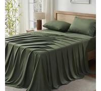 Andency Dark Olive Green Queen Sheets Set, 100% Viscose Derived from Bamboo, Cooling Bed Sheets Queen Size, Deep Pocket Up to 16", Silky Soft Sheets, Hotel Breathable Bedding Sheets & Pillowcases