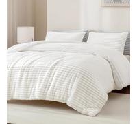 Andency Fluffy King Size Comforter Set, Super Soft White Comforter King Size, Winter Warm Fleece Faux Fur Bedding Set, Luxury Plush Fuzzy Bed Set 3 Pieces (1 Shaggy Comforter, 2 Pillowcases)