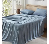 Andency Grayish Blue Queen Sheets Set 100% Viscose Derived from Bamboo | Cooling Summer Sheets, Deep Pocket Up to 16", Silky Soft Hotel Luxury Breathable Bedding Sheets & Pillowcases