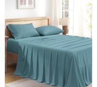 Andency Grayish Teal Queen Sheets Set 100% Viscose Derived from Bamboo | Cooling Summer Sheets, Deep Pocket Up to 16", Silky Soft Hotel Luxury Breathable Bedding Sheets & Pillowcases