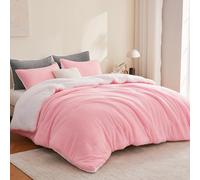 Andency Jacquard Fleece Twin Comforter Set, Reversible Soft Pink Fuzzy Fluffy Bedding Comforters (66”x90”), Warm Faux Fur Sherpa 2-Piece Bed Sets with 1 Pillowcases