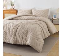 Andency Khaki Oversized Super King Plus Comforter Set 128x120, Extra Large King Size Comforter Oversize Boho Soft Warm Bedding Comforter Sets, 3 Pieces Aesthetic Chevron Textured Bedding
