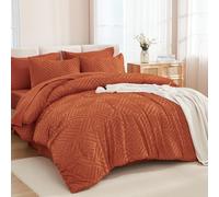 Andency King Size Comforter Set Burnt Orange - 7 Pieces Bed in a Bag King Boho Terracotta Bedding Comforter Sets, Rust Tufted Bed Set with Comforter, Sheets, Pillowcases & Shams