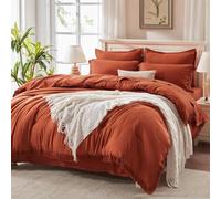 Andency King Size Comforter Set with Sheets Burnt Orange - 7 Pieces Bed in a Bag Boho Soft Lightweight Bedding Sets, Terracotta Rust Tassel Bed Set with Comforter, Sheets, Pillowcases & Shams