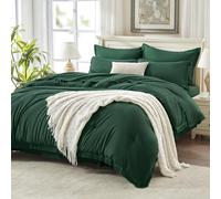 Andency King Size Comforter Set with Sheets Dark Emerald Green -7 Pieces Bed in a Bag Boho Tassel Bedding Sets, All Season Fringe Bed Set with Comforter, Sheets, Pillowcases & Shams