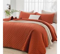Andency King Size Quilt Bedding Set (106x96 Inch), 3 Pieces Burnt Orange Fall Soft Lightweight Bedspread Coverlet, Terracotta Rust Boho Summer Quilt King Size for All Season(1 Quilt, 2 Pillow Shams)