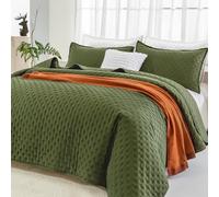 Andency Olive Green California King Quilt Bedding Set (112x104 Inch), 3 Pieces Soft Lightweight Bedspread Coverlet, Boho Summer for All Season (1 Quilt, 2 Pillow Shams)