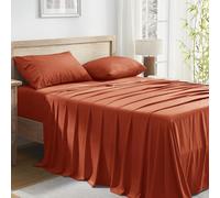 Andency Orange Queen Sheets Set, 100% Viscose Derived from Bamboo, Cooling Bed Sheets Queen Size, Deep Pocket Up to 16", Silky Soft Sheets, Hotel Luxury Breathable Bedding Sheets & Pillowcases…