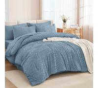 Andency Oversized King Size Comforter Set with Sheets Grayish Blue - 7 Pieces Bed in a Bag Oversized King Boho Tufted Lightweight Bedding Sets with Comforter, Sheets, Pillowcases & Shams