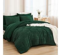 Andency Queen Comforter Set 7 Piece Dark Emerald Green - Bed in a Bag Queen Boho Lightweight Fluffy Tufted Bedding Sets with Comforter, Sheets, Pillowcases & Shams