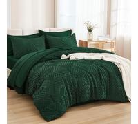 Andency Super King Plus Comforter 128x120, Dark Emerald Green | 7 Pieces, Bed in a Bag, Extra Large King, Soft Lightweight Fluffy Polyester, Elegant Boho Tufted Reversible Bedding Set