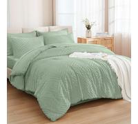 Andency Super King Plus Comforter Set Sage Green - 7 Pieces Bed in a Bag Oversized King Bedding Sets, Boho Tufted Lightweight Fluffy Bed Set with Comforter, Sheets, Pillowcases & Shams