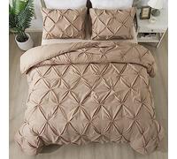 Andency Taupe Comforter Set Full, 3 Pieces Pinch Pleat Bedding Comforters & Sets, Soft Lightweight All Season Bed Set for Kids, Adults(79x90Inch)