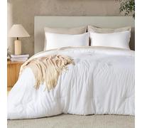 Andency White King Size Comforter Set, 3 Pieces Boho Solid Bedroom Bedding Comforters & Sets for Women Men, Soft Lightweight Fluffy All Season Down Alternative Bed Blanket Quilt Set