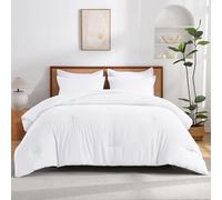 Andency White King Size Comforter Set, 3 Pieces Boho Solid Bedroom Bedding Comforters & Sets for Women Men, Soft Lightweight Fluffy All Season Down Alternative Bed Blanket Quilt Set