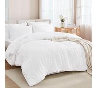 Andency White Super King Size Comforter Set with Sheets - 7 Pieces Bed in a Bag Boho Tufted Bedding Sets Fluffy Lightweight Super King Bed Set with Comforter, Sheets, Pillowcases & Shams