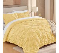 Andency Yellow Pinch Pleat Comforter Full(79x90Inch), 3 Pieces(1 Pintuck Comforter and 2 Pillowcases) Pintuck Comforter Set, Microfiber Down Alternative Comforter All Season Bedding Set