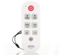 Anderic Easy Big Button Universal TV Remote Control. Easy to Use, Learning, Glow Keys - Television & Cable Box Controller, Perfect for Assisted Living Elderly Care - White - RR1004