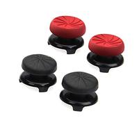 ANDERK 2 Set Silicone Thumb Stick Grips Cap Cover for PS4 Controllers, Red and Black