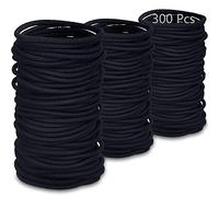 ANDERK Black Elastic Hair Bands for Women Hair Ties Bobbles for Thick Curly Hair, Hair Ponytail Holders, Set of 300 Pieces