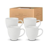 Anders & White - 'Darling' White Bone China Mugs. Set of 4 Coffee Mugs. 320ml