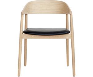 Andersen - AC2 Armchair, White Pigmented Oak/Black Leather - Black
