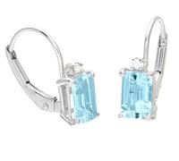 Anderson and Webb White Gold Aquamarine and Diamond Lever Back Earrings
