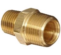 Anderson Metals - 56123-0806 Brass Pipe Fitting, Reducing Hex Nipple, 1/2" Male Pipe x 3/8" Male Pipe