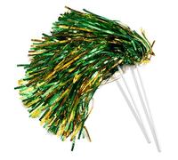 Anderson's Green and Gold Metallic Textured Cheerleading Pom Pom Set, Set of 10, Foil Cheer Pom Poms, Cheering Squad, Team Spirit, Fan Gear, Keepsakes