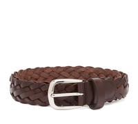 Anderson's Men's Narrow Leather Woven Belt Brown