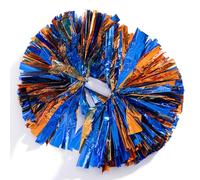 Anderson's Premium Orange & Blue Metallic Foil Baton Pom Poms, 14" Cheer Shakers for Homecoming, Football, Parades, Weddings, Spirit Rallies, Fundraisers, Graduations, Holiday Events & More, Set of 2