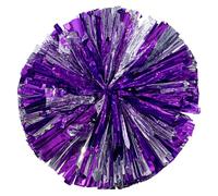 Anderson's Premium Purple & Silver Metallic Foil Baton Pom Poms, 14" Cheer Shakers for Homecoming, Football, Parades, Weddings, Spirit Rallies, Fundraisers, Graduation, Holiday Events & More, Set of 2