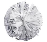 Anderson's Premium Silver & White Metallic Foil Baton Pom Poms, 14" Cheer Shakers for Homecoming, Football, Parades, Weddings, Spirit Rallies, Fundraisers, Graduations, Holiday Events & More, Set of 2