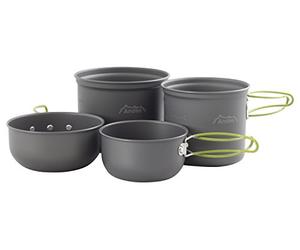 Andes Portable 3-4 Person Aluminium Camping Hiking Pot & Pan Cookware Set