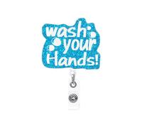 ANDGING Funny Nurse Badge Reel Holder Badge Reels Retractable for Nurses Wash Your Hands Glitter Cute Nursing Badge Clip Acrylic RN LPN CNA LVN Medical Assistant ID Card Accessories Gift for Nurse