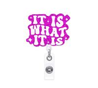 ANDGING Funny Nurse Badge Reel Holder Retractable It Is What It Is Badge Reels Retractable for Nurses Cute CNA RN LVN LPN Acrylic Nursing Badge Clip Medical Badge ID Card Office Accessories AD78