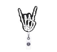 ANDGING I Love You Hand Skeleton Nurse Badge Reel Holder Retractable Badge Clips Radiology Xray Funny Badge Reels Retractable for Nurses Alligator Clip Badge RN LPN CNA LVN CN ID Name Card