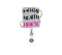 ANDGING Mental Health Nurse Badge Reel Holder Medical Nursing Acrylic Badge Reels Retractable for Nurses Funny Glitter Cute Badge Clip RN CNA LPN LVN ID Name Card Accessories Assistant Gifts