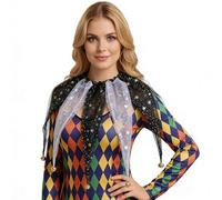 ANDHOM Christmas Collar for Decor Mesh Pointed Clown Collar Jester Neck Accessories with Jingle Bell Costumes, Black&white, One Size